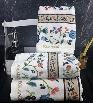 BOLANGDE Набор полотенец для рук и лица 2 шт, полотенце для ванной махровое, велюровое, 100% хлопок, рисунок цветы, Япония Васильки 34х78, белый/синий/розовый (вид 13) BOLANGDE Набор полотенец для рук и лица 2 шт, полотенце для ванной махровое, велюровое, 100% хлопок, рисунок цветы, Япония Васильки 34х78, белый/синий/розовый (фото, вид 13)