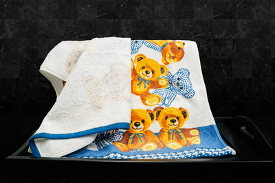 BOLANGDE Набор полотенец для рук и лица 2 шт, полотенце для ванной махровое, велюровое, 100% хлопок, рисунок цветы, Япония Мишутки 34х78, синий (вид 4) BOLANGDE Набор полотенец для рук и лица 2 шт, полотенце для ванной махровое, велюровое, 100% хлопок, рисунок цветы, Япония Мишутки 34х78, синий (фото, вид 4)