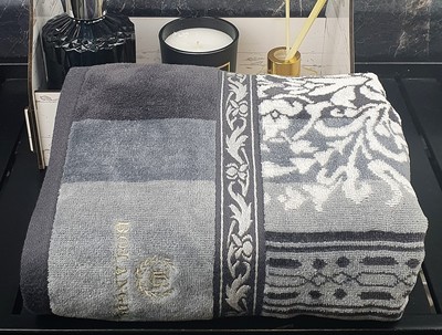 BOLANGDE Набор полотенец для рук и лица 2 шт, полотенце для ванной махровое, велюровое, 100% хлопок, Япония Арабеска 34х78, серый (вид 3) BOLANGDE Набор полотенец для рук и лица 2 шт, полотенце для ванной махровое, велюровое, 100% хлопок, Япония Арабеска 34х78, серый (фото, вид 3)