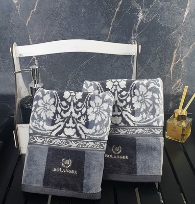 BOLANGDE Набор полотенец для рук и лица 2 шт, полотенце для ванной махровое, велюровое, 100% хлопок, Япония Арабеска 34х78, серый (вид 6) BOLANGDE Набор полотенец для рук и лица 2 шт, полотенце для ванной махровое, велюровое, 100% хлопок, Япония Арабеска 34х78, серый (фото, вид 6)