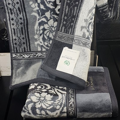 BOLANGDE Набор полотенец для рук и лица 2 шт, полотенце для ванной махровое, велюровое, 100% хлопок, Япония Арабеска 34х78, серый (вид 9) BOLANGDE Набор полотенец для рук и лица 2 шт, полотенце для ванной махровое, велюровое, 100% хлопок, Япония Арабеска 34х78, серый (фото, вид 9)
