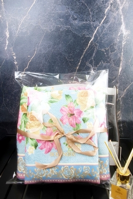 BOLANGDE Набор махровых полотенец для ванной 2 шт, банное и для лица и рук, 100% хлопок, Япония Пионы 70х140 и 34х78, голубой (вид 2) BOLANGDE Набор махровых полотенец для ванной 2 шт, банное и для лица и рук, 100% хлопок, Япония Пионы 70х140 и 34х78, голубой (фото, вид 2)