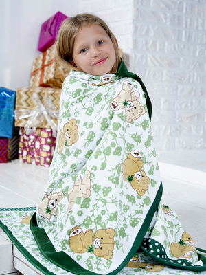 BOLANGDE Подарочный набор Мишки 70х140 + 50х90 зел (вид 3) BOLANGDE Подарочный набор Мишки 70х140 + 50х90 зел (фото, вид 3)