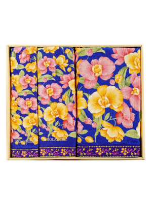 BOLANGDE Подарочный набор Орхидея темная 3пр 70х140+50х90+34х78 син BOLANGDE Подарочный набор Орхидея темная 3пр 70х140+50х90+34х78 син (фото)