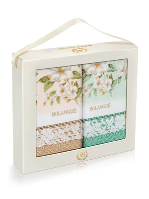 BOLANGDE Подарочный набор Жасмин 2пр 34х78+34х78 беж+зел BOLANGDE Подарочный набор Жасмин 2пр 34х78+34х78 беж+зел (фото)