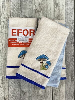 EforHome Набор кухонных салфеток EFOR (2шт) (40*60) однотон/рисунок грибы махра EforHome Набор кухонных салфеток EFOR (2шт) (40*60) однотон/рисунок грибы махра