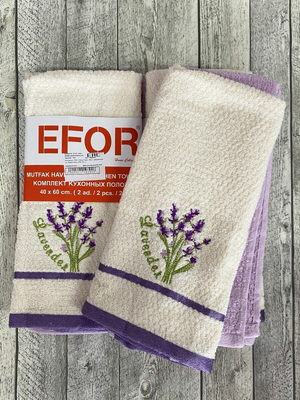 EforHome Набор кухонных салфеток EFOR (2шт) (40*60) однотон/рисунок лаванда махра EforHome Набор кухонных салфеток EFOR (2шт) (40*60) однотон/рисунок лаванда махра