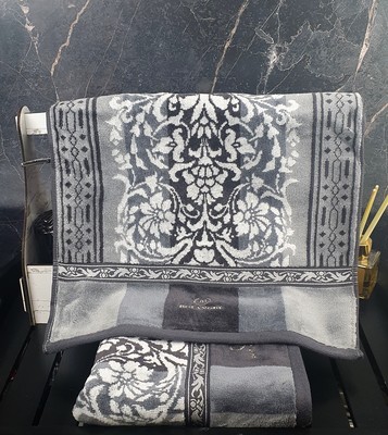 BOLANGDE Набор полотенец для рук и лица 2 шт, полотенце для ванной махровое, велюровое, 100% хлопок, Япония Арабеска 34х78, серый BOLANGDE Набор полотенец для рук и лица 2 шт, полотенце для ванной махровое, велюровое, 100% хлопок, Япония Арабеска 34х78, серый (фото)